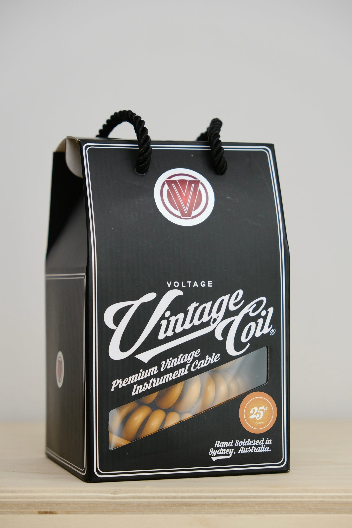 Voltage Cable Co. Vintage Coil Instrument Cable 25' - CARAMEL Straight to Straight Plugs