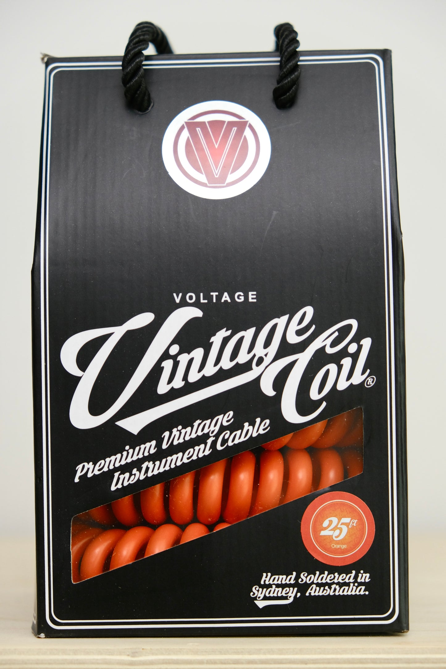 Voltage Cable Co. Vintage Coil Instrument Cable 25' - Orange Straight to Straight Plugs