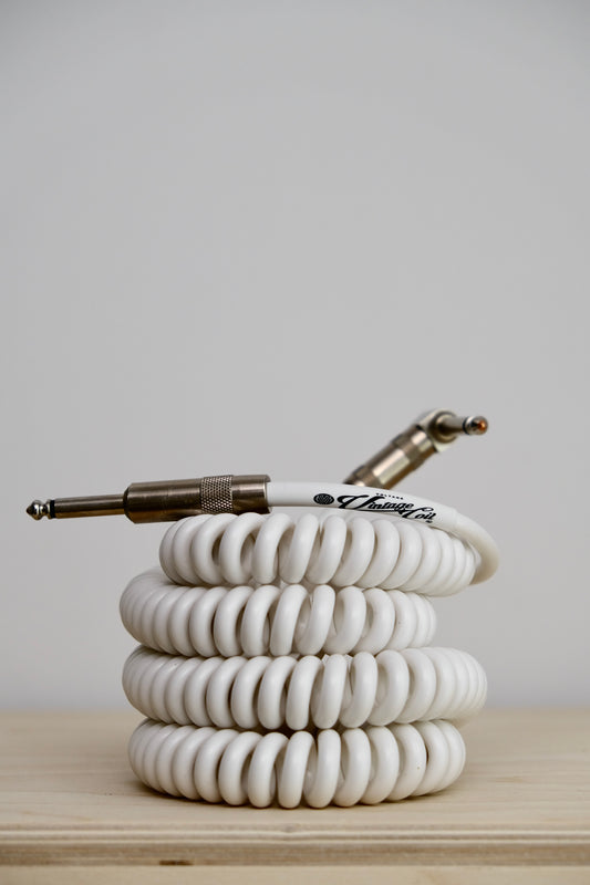 Voltage Cable Co. Vintage Coil Instrument Cable 25' - White Straight to Right Angle Plugs