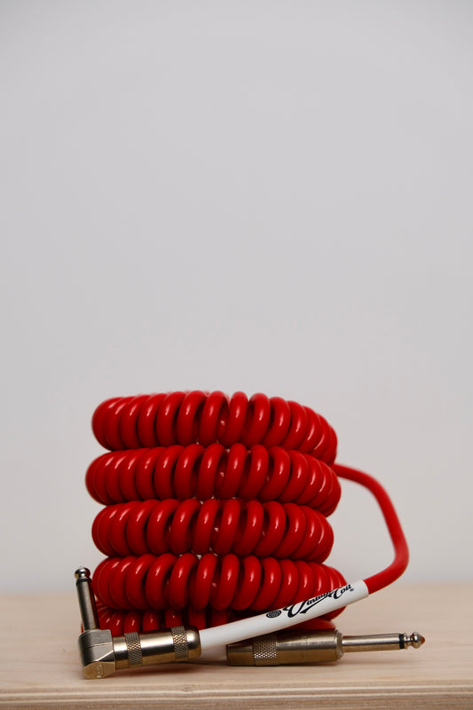 Voltage Cable Co. Vintage Coil Instrument Cable 25' - Red Straight to Right Angle Plugs