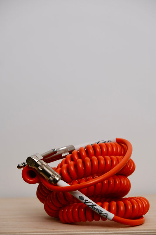 Voltage Cable Co. Vintage Coil Instrument Cable 25' - Orange Straight to Right Angle Plugs