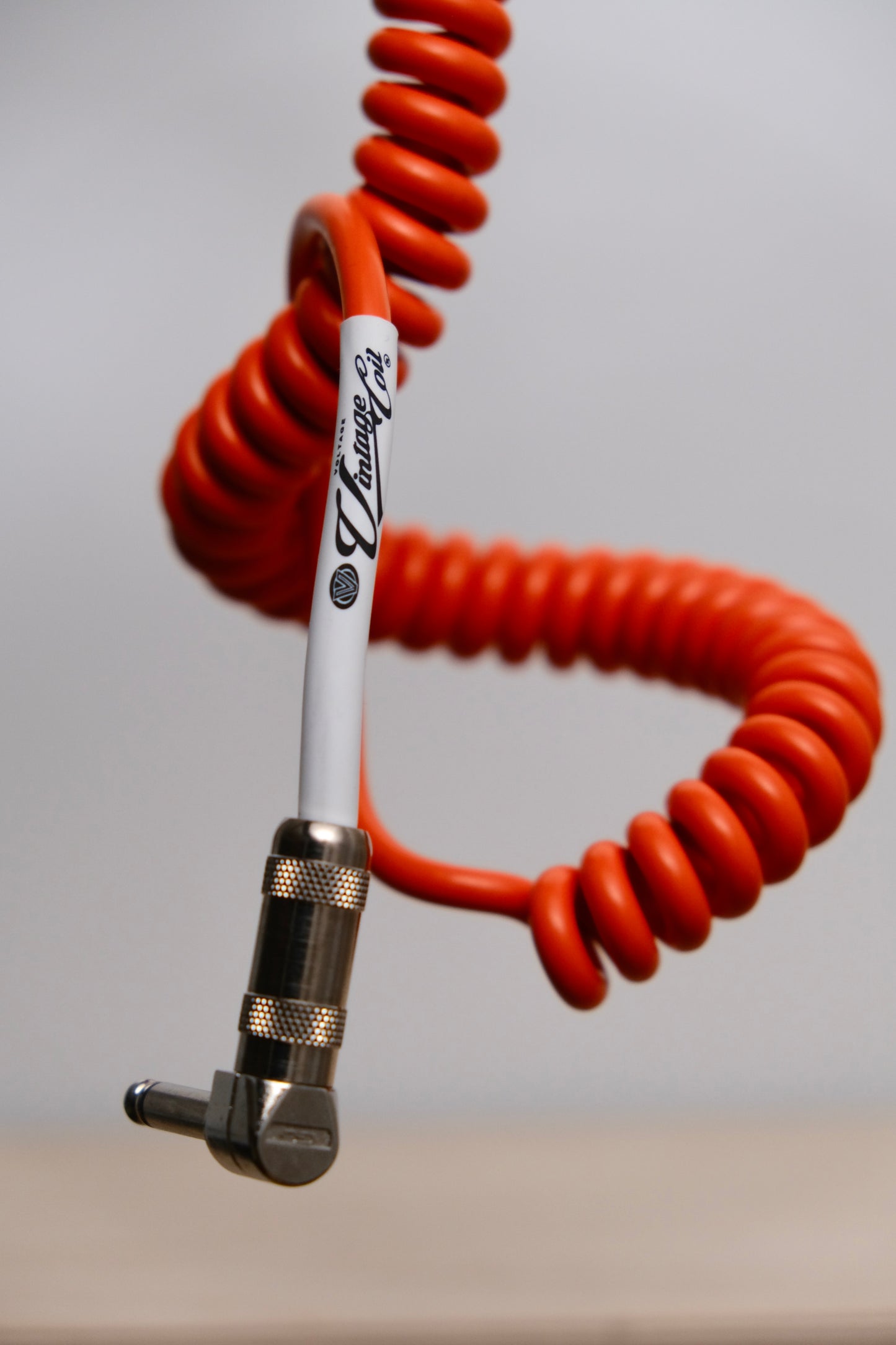 Voltage Cable Co. Vintage Coil Instrument Cable 25' - Orange Straight to Right Angle Plugs
