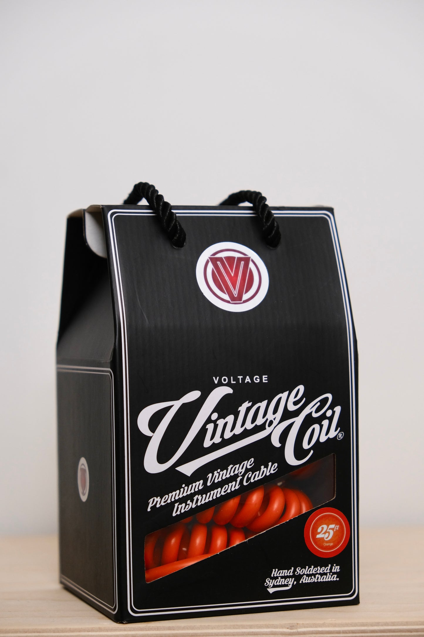 Voltage Cable Co. Vintage Coil Instrument Cable 25' - Orange Straight to Right Angle Plugs