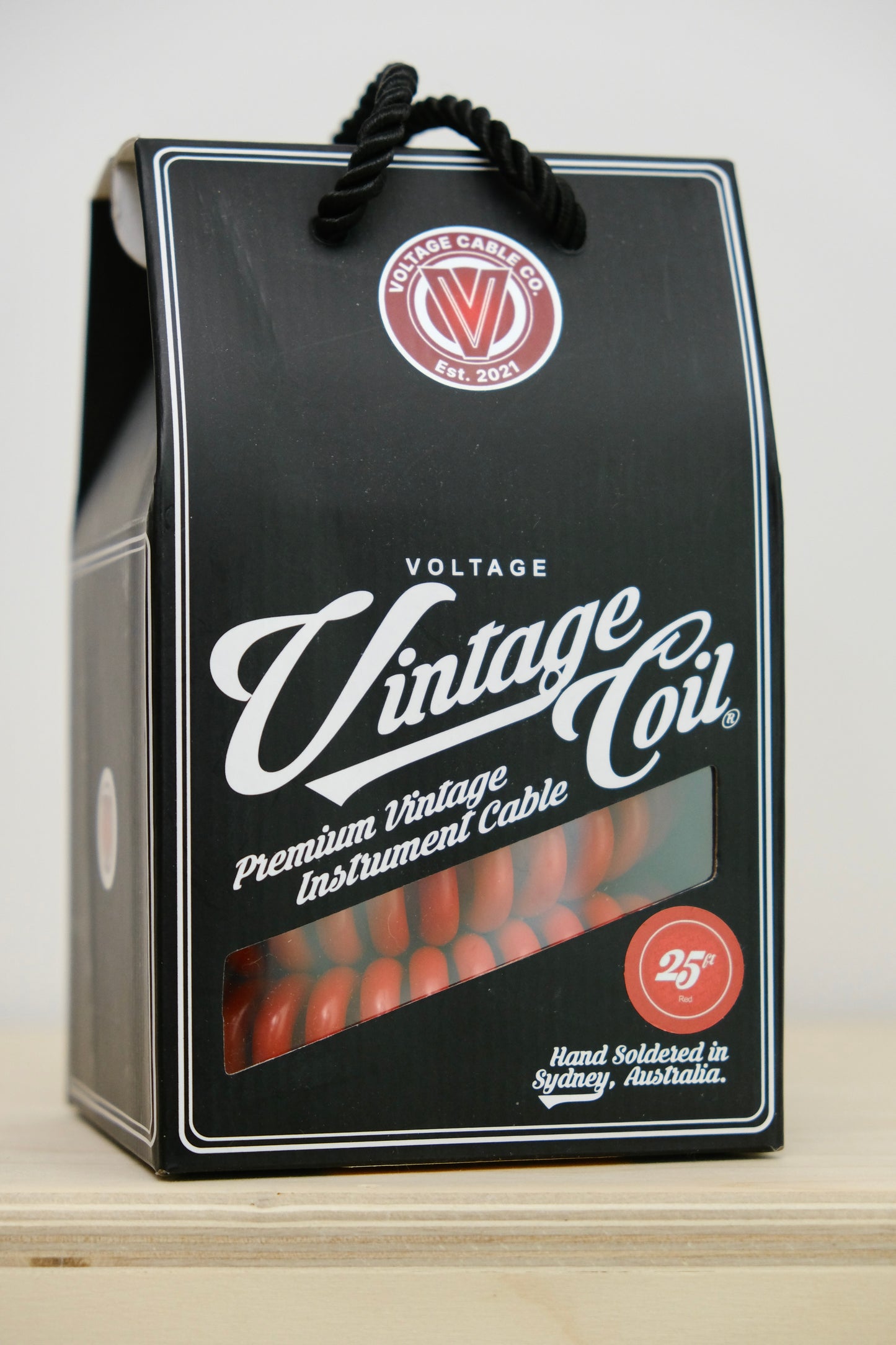 Voltage Cable Co. Vintage Coil Instrument Cable 25' - Red Straight to Straight Plugs