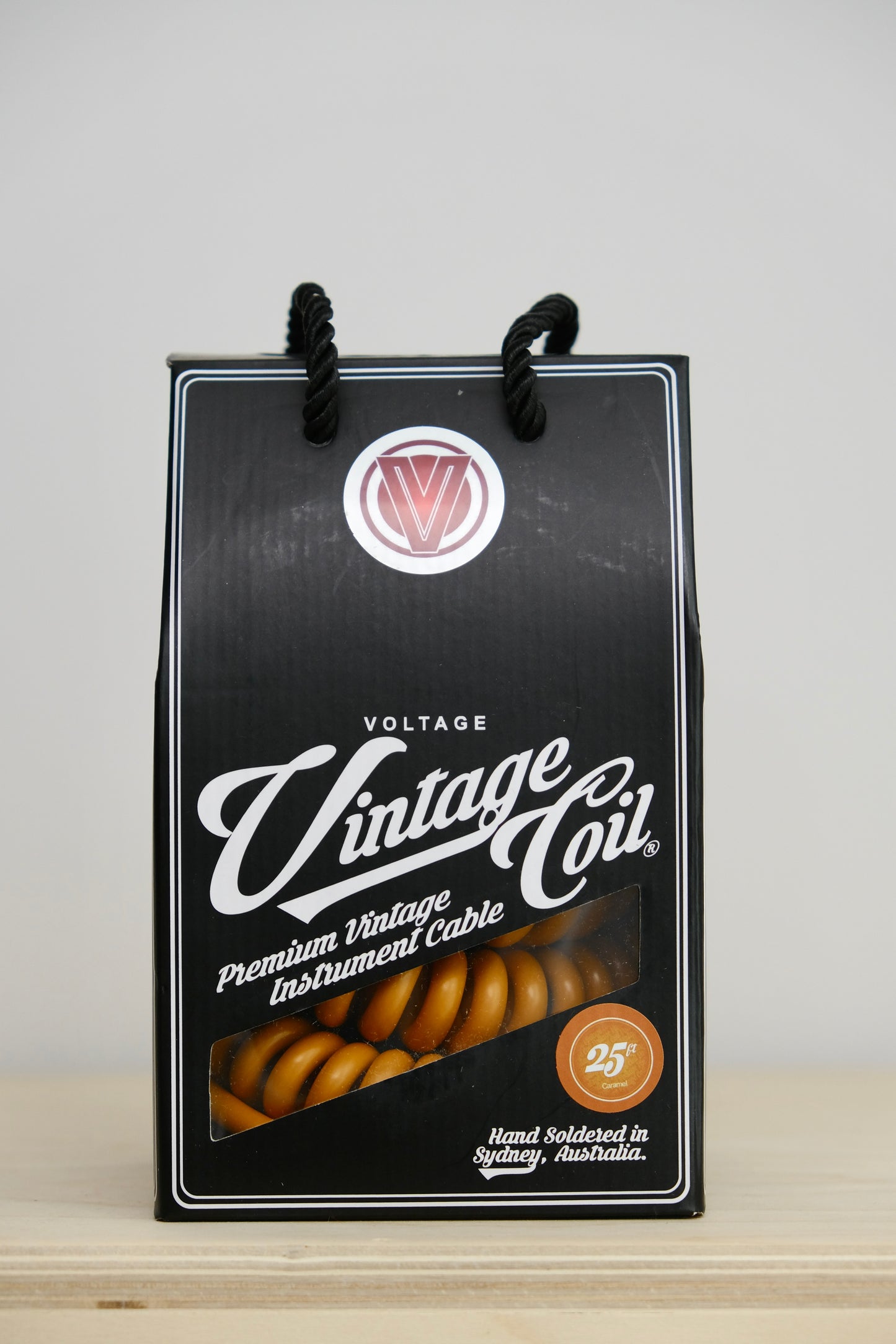 Voltage Cable Co. Vintage Coil Instrument Cable 25' - CARAMEL Straight to Straight Plugs