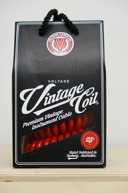 Voltage Cable Co. Vintage Coil Instrument Cable 25' - Red Straight to Straight Plugs