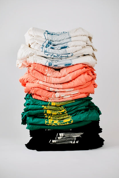 Green tee with yellow ink