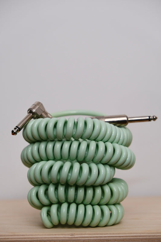 Voltage Cable Co. Vintage Coil Instrument Cable 25' - Surf Green Straight to Right Angle Plugs
