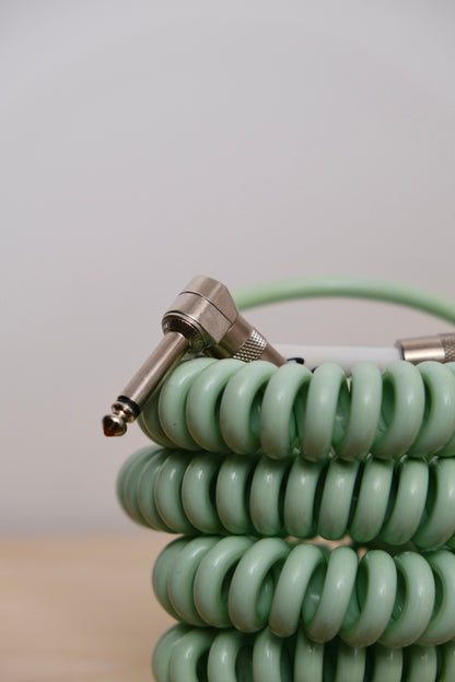 Voltage Cable Co. Vintage Coil Instrument Cable 25' - Surf Green Straight to Right Angle Plugs