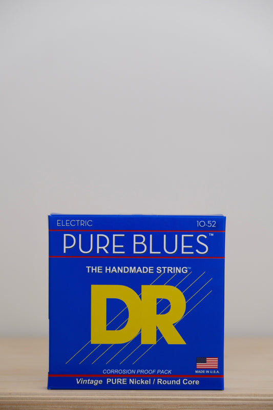 DR PURE BLUES™ - Pure Nickel Electric Guitar Strings: Medium to Heavy 10-52