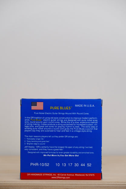 DR PURE BLUES™ - Pure Nickel Electric Guitar Strings: Medium to Heavy 10-52