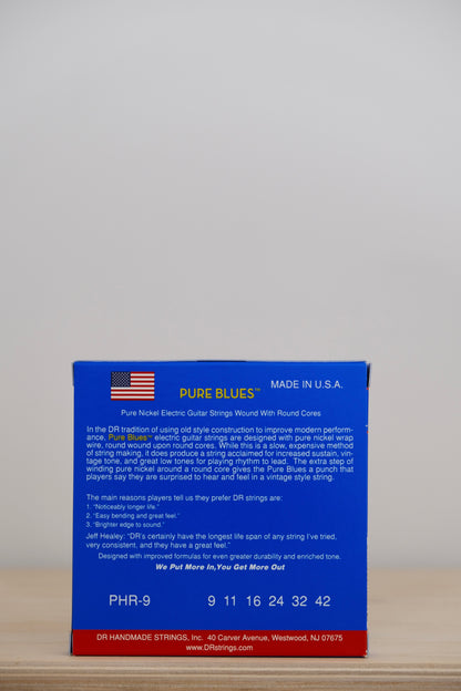 DR PURE BLUES™ - Pure Nickel Electric Guitar Strings: Light 9-42