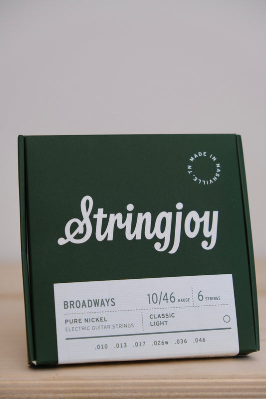 Stringjoy Broadways | Classic Light Gauge (10-46) Pure Nickel Electric Guitar Strings