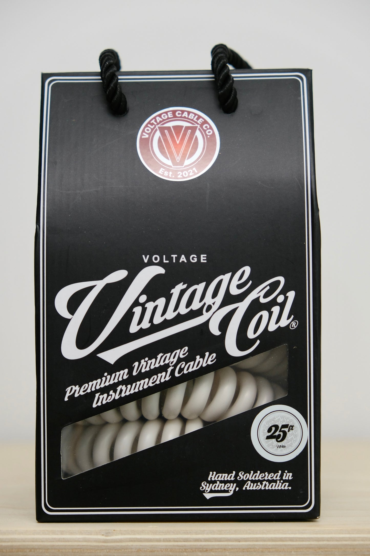 Voltage Cable Co. Vintage Coil Instrument Cable 25' - White Straight to Straight Plugs